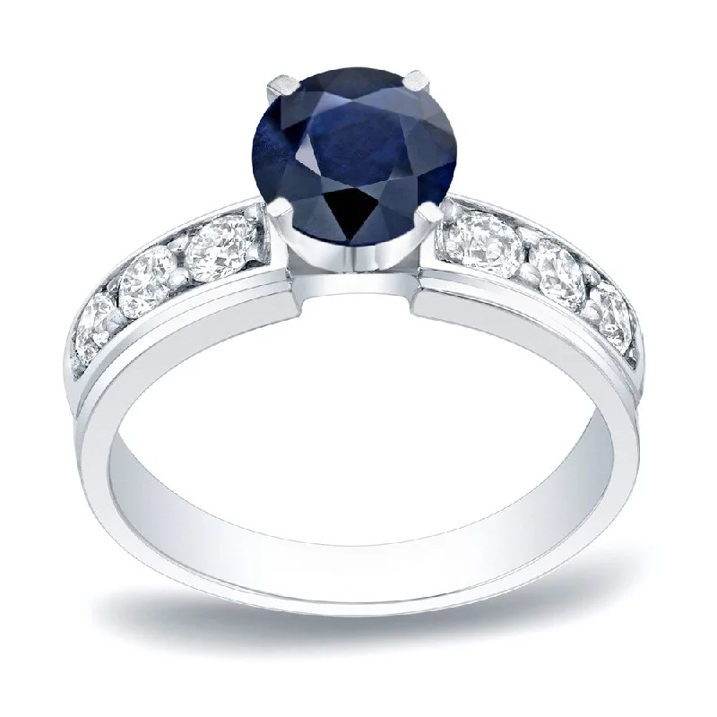 Engagement Rings with Sapphire and Diamond Combinations in a Vintage StyleAuriya 14k Gold 1/2ct Round Sapphire and Diamond Engagement Ring 1/2ctw