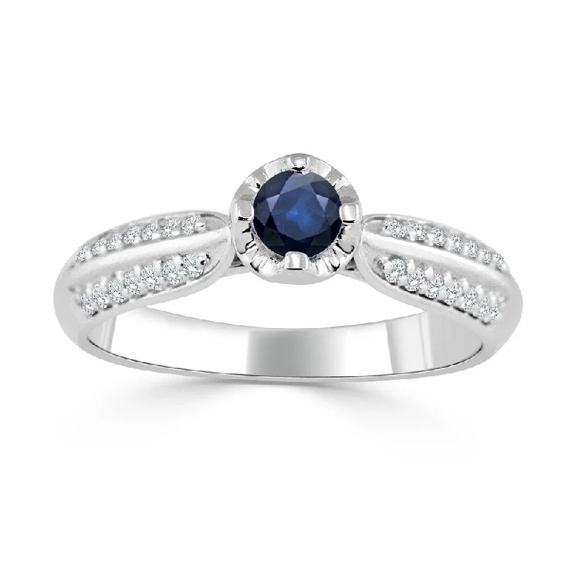 Vintage Cluster Engagement Rings with Antique - Cut Diamonds and Silver FiligreeAuriya 14K Gold 1/5ct Blue Sapphire and 1/7ct TDW Diamond Engagement Ring