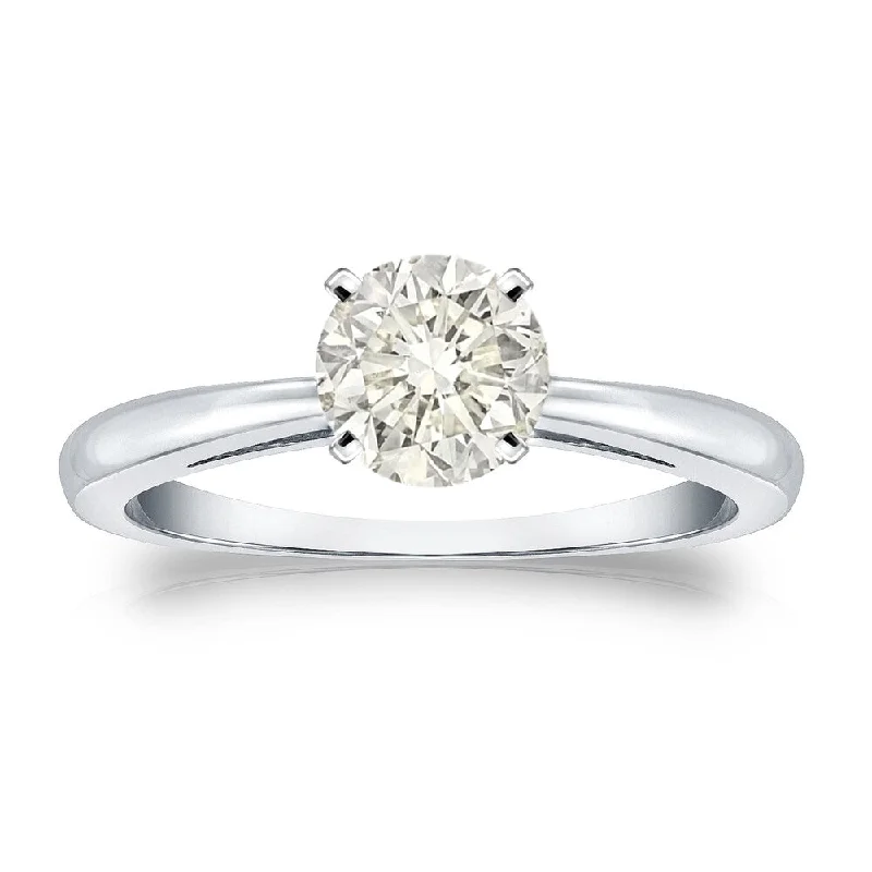 Marquise Cut Engagement Rings with a Channel - Set Diamond BandAuriya 14k Gold 3/4 carat TW Round Solitaire Diamond Engagement Ring