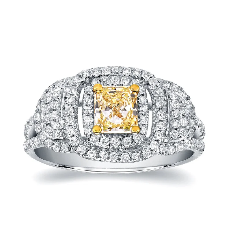 Pear - Shaped Engagement Rings in Yellow Gold with a Diamond - Encrusted BandAuriya 14k White Gold 1ct TDW Fancy Yellow Radiant Cut Diamond Ring (H-I, SI1-SI2)