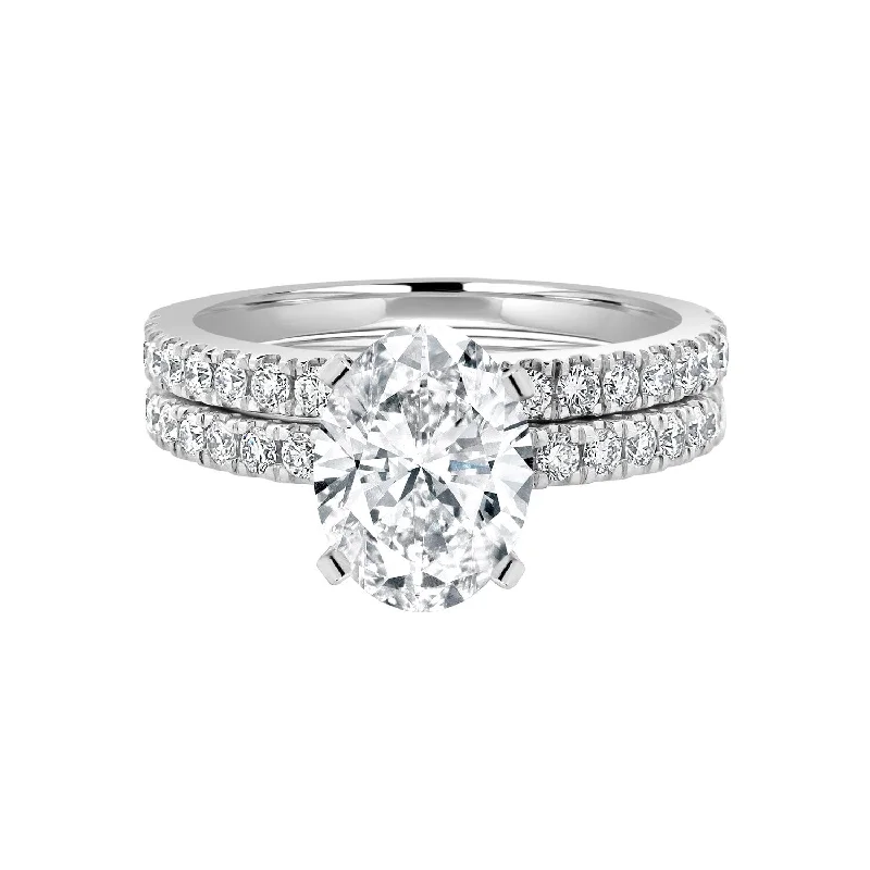 Oval Cut Engagement Rings in Palladium with a Hidden Halo for a Surprise SparkleAuriya 14k-White Gold Lab Grown Oval Diamond Bridal-Ring-Set 1.75 ct. tw. (F-G VS)