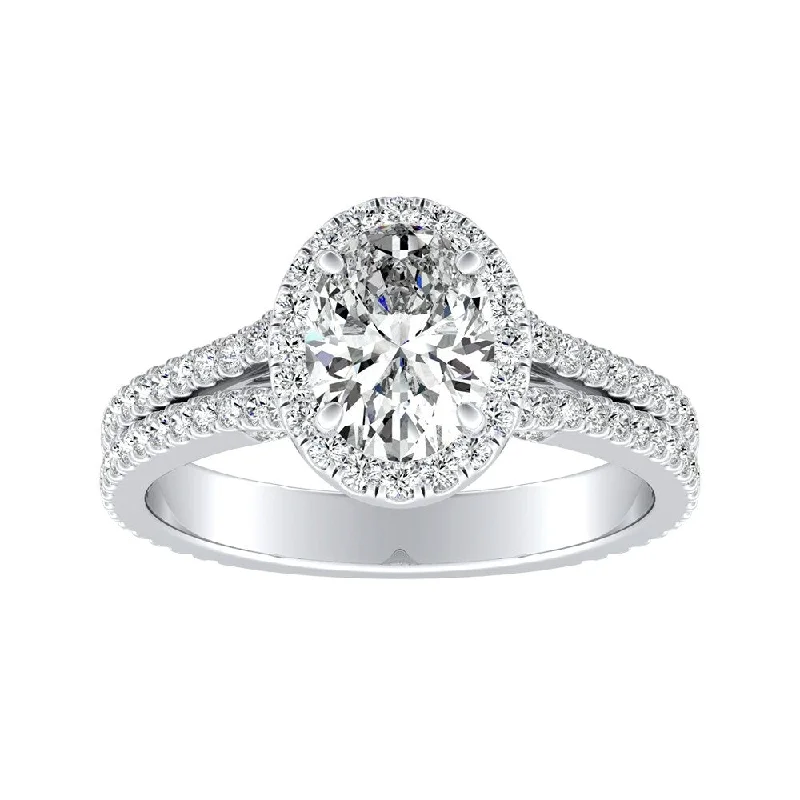 Solitaire Engagement Rings with a High - Clarity Round Diamond and Tapered BandAuriya 18k Gold 1 5/8ctw Oval Halo Diamond Engagement Ring