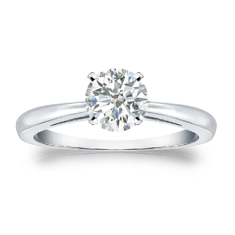 Art Deco Engagement Rings with Geometric Patterns and Baguette - Cut Diamond AccentsAuriya 3/4ct TDW Round Solitaire Diamond Engagement Ring Platinum