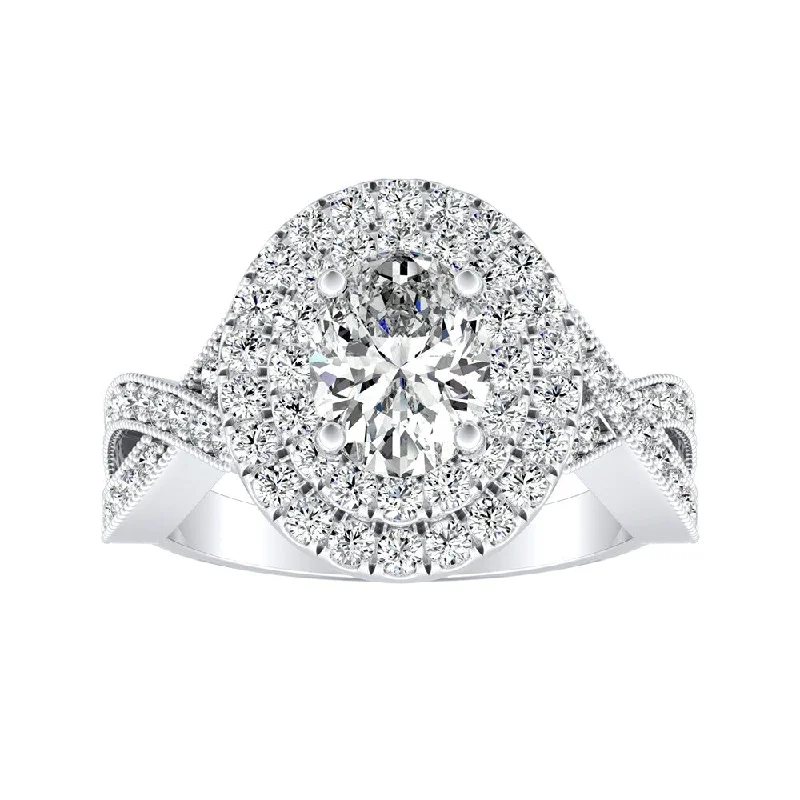 Cluster Engagement Rings with Multiple Small Diamonds Arranged in a Stunning DesignAuriya Platinum 1 5/8ctw Vintage Oval-cut Halo Diamond Engagement Ring - White (H-I, SI1-SI2) - White H-I