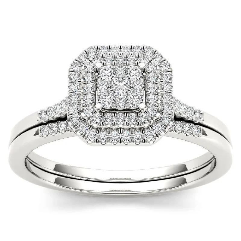 Signature - Design Engagement Rings with a Brand - Exclusive Pattern and Premium DiamondsDe Couer 1/3ct TDW Cluster Halo Bridal Set