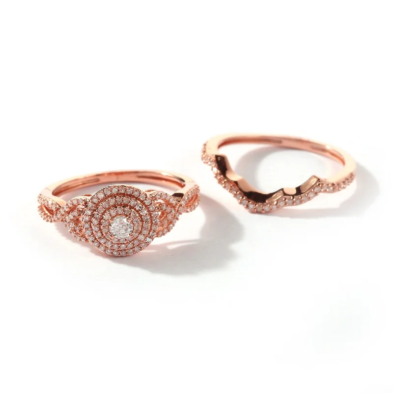 Heart - Shaped Engagement Rings in 14K Pink Gold for a Romantic ProposalDe Couer 10k Gold 1/2ct TDW Diamond Halo Bridal Set