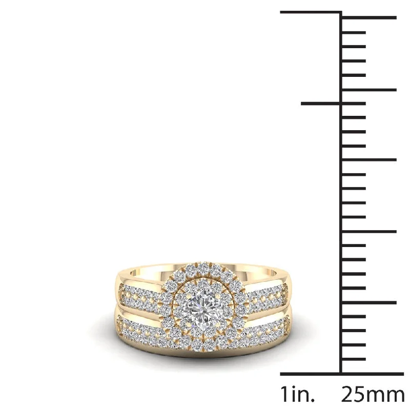 Adjustable Engagement Rings with a Flexible Band and a Princess - Cut Center DiamondDe Couer 1ct TDW Double Halo Diamond Bridal Ring