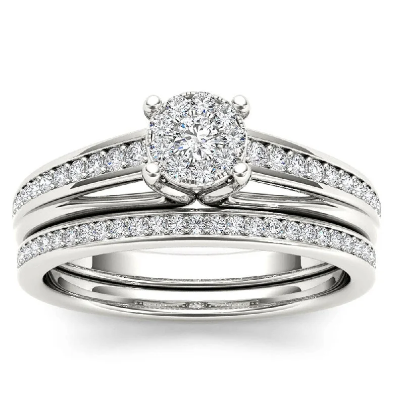 Solitaire Engagement Rings with a High - Clarity Round Diamond and Tapered BandDe Couer IGI Certified 10k Gold 2/5ct TDW Diamond Bridal Set