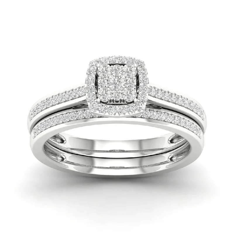 Three - Stone Engagement Rings Symbolizing Love's Past, Present, and Future with Asscher - Cut DiamondsDe Couer S925 Sterling Silver 1/5ct TDW Diamond Bridal Ring