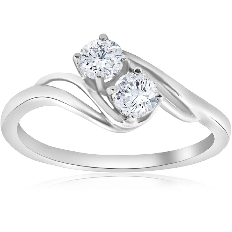 Solitaire Engagement Rings with a High - Clarity Round Diamond and Tapered BandPompeii3 14k White Gold 5/8 ct TDW Two Stone Diamond engagment Ring