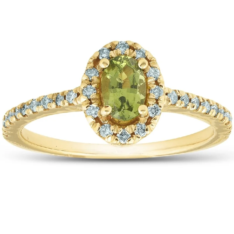 Heart - Shaped Engagement Rings in 14K Pink Gold for a Romantic ProposalPompeii3 14k Yellow Gold 1/2 Ct TW Oval Peridot & Diamond Halo Ring