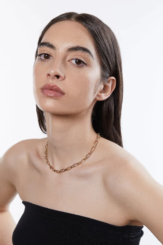 Rose Gold - Toned Chain Rings with a Dainty ChainCABLE CHAIN NECKLACE