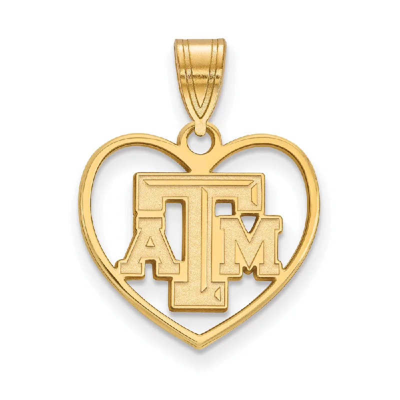 Customized Birthstone Pendant with Engraved Name for a Personalized Touch14k Gold Plated Silver Texas A&M U. Heart Pendant