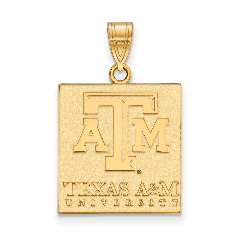 Military - Inspired Dog Tag Pendant with Engraved Service Numbers14k Gold Plated Silver Texas A&M U. Large Pendant