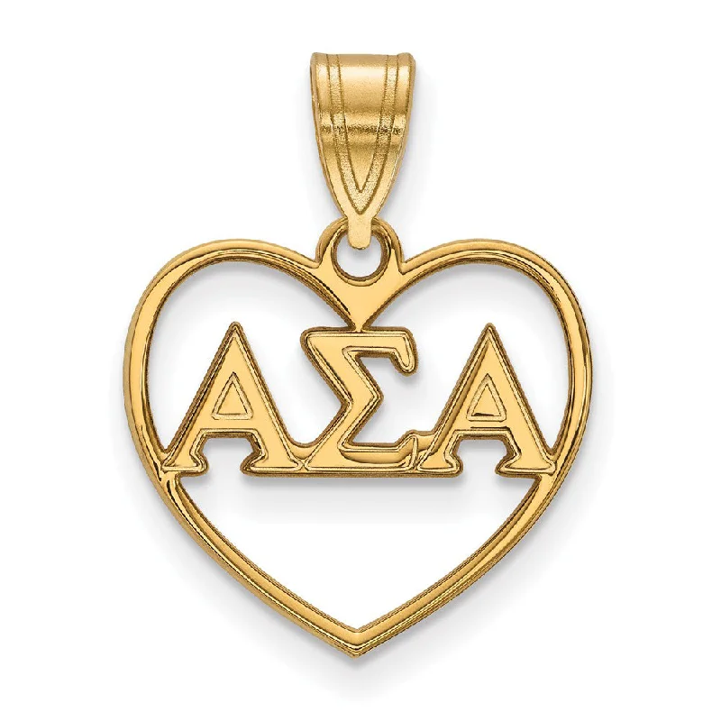 Pearl - Embellished Floral Pendant for a Feminine and Romantic Look14K Plated Silver Alpha Sigma Alpha Heart Greek Letters Pendant