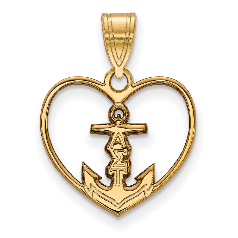 Water - Resistant Stainless Steel Diving - Themed Pendant for Divers14K Plated Silver Alpha Sigma Tau Heart Pendant