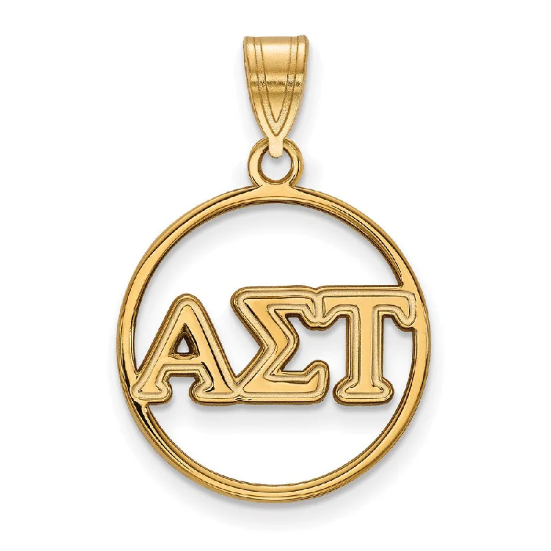 Pearl - Embellished Floral Pendant for a Feminine and Romantic Look14K Plated Silver Alpha Sigma Tau Medium Circle Greek Letters Pendant