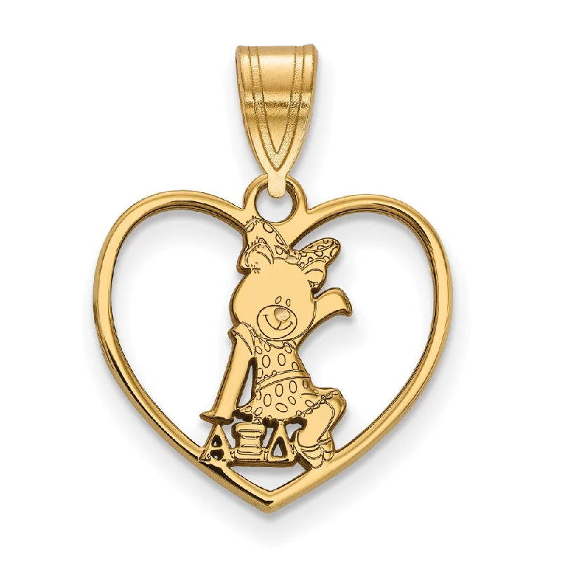 Rhinestone - Encrusted Crown Pendant for Little Girls' Dress - Up14K Plated Silver Alpha Xi Delta Heart Pendant