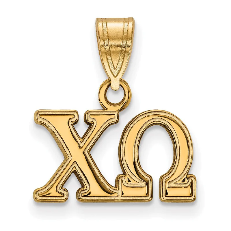 Mother - of - Pearl Inlaid Seahorse Pendant for Beach Lovers14K Plated Silver Chi Omega Medium Greek Letters Pendant