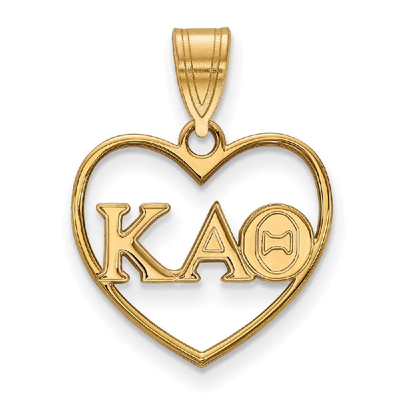 Enamel - Painted Owl Pendant in Vibrant Colors for a Playful Look14K Plated Silver Kappa Alpha Theta Heart Greek Letters Pendant