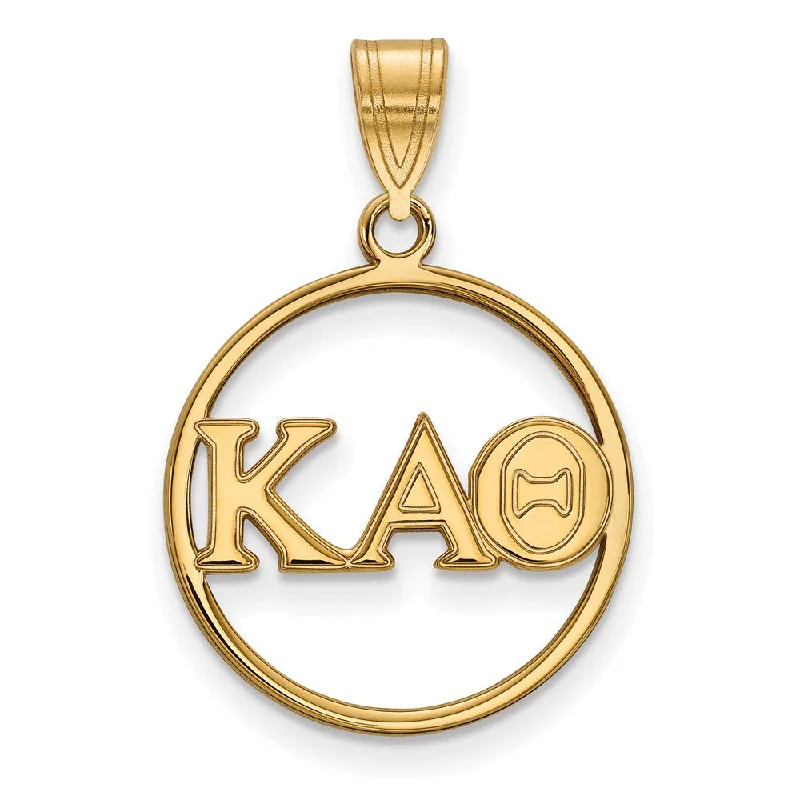 Rhinestone - Encrusted Crown Pendant for Little Girls' Dress - Up14K Plated Silver Kappa Alpha Theta Med Circle Greek Letters Pendant