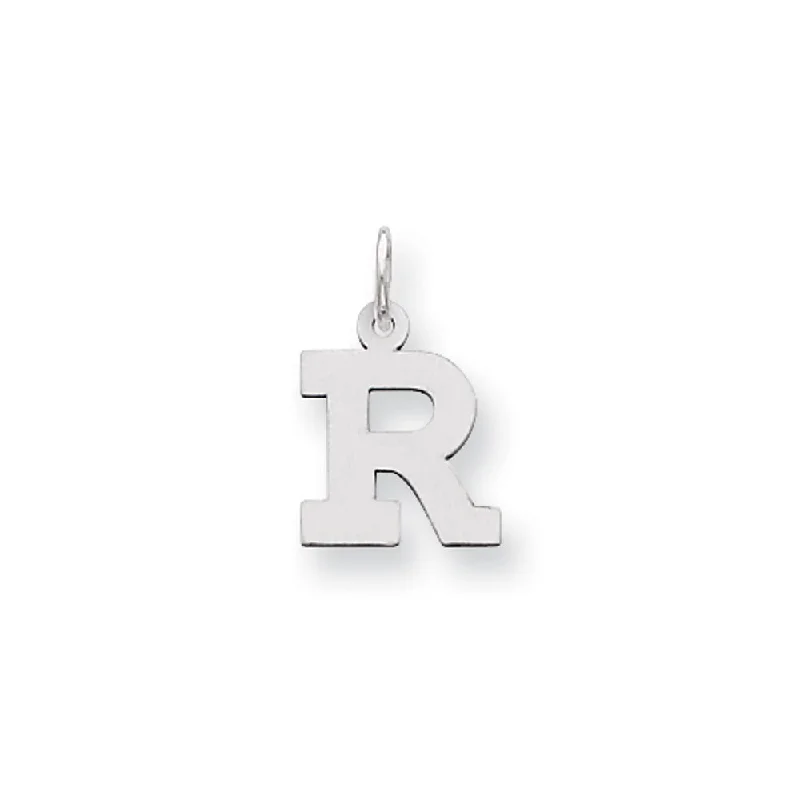 Magnetic - Locking Pendant with Hidden Compartment for Secret Messages14k White Gold, Amanda Collection, Small Block Style Initial R Pendant