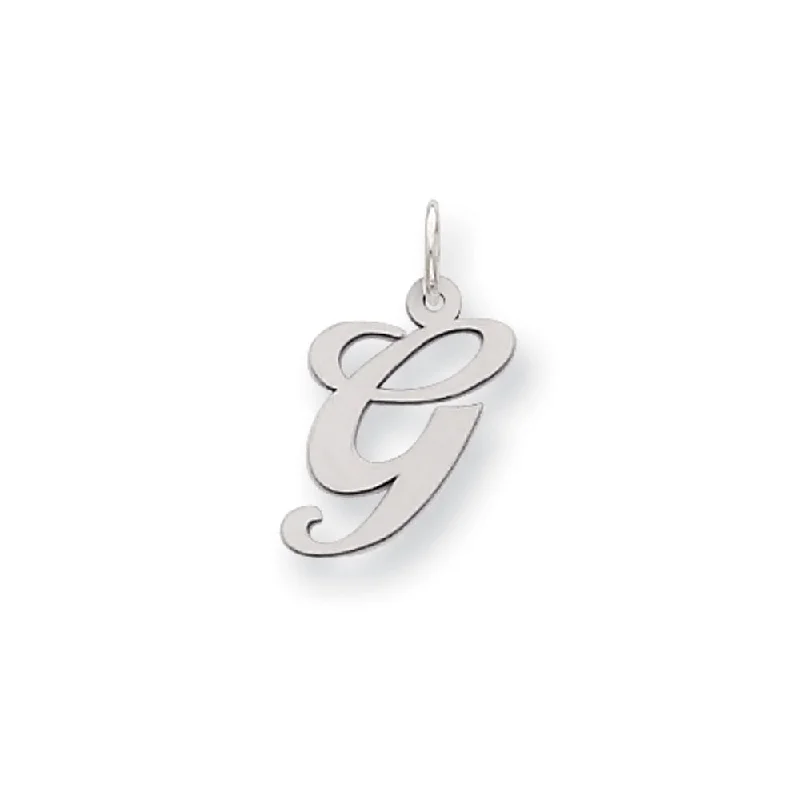 Laser - Cut Woodland Scene Pendant for Nature Enthusiasts14k White Gold, Ella Collection Medium Fancy Script Initial G Pendant