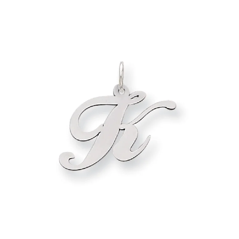 3D - Printed Polymer Clay Animal - Print Pendant for a Fun and Quirky Accessory14k White Gold, Ella Collection Medium Fancy Script Initial K Pendant