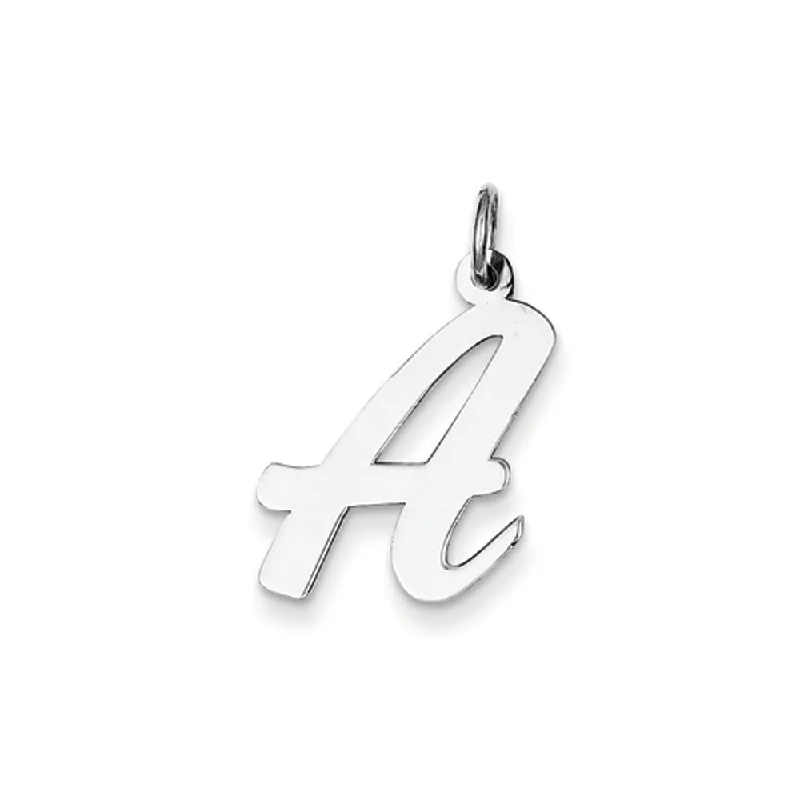 Retro - Inspired Art Deco - Patterned Pendant in Silver for Vintage Lovers14k White Gold, Madison Collection LG Classic Script Initial A Pendant