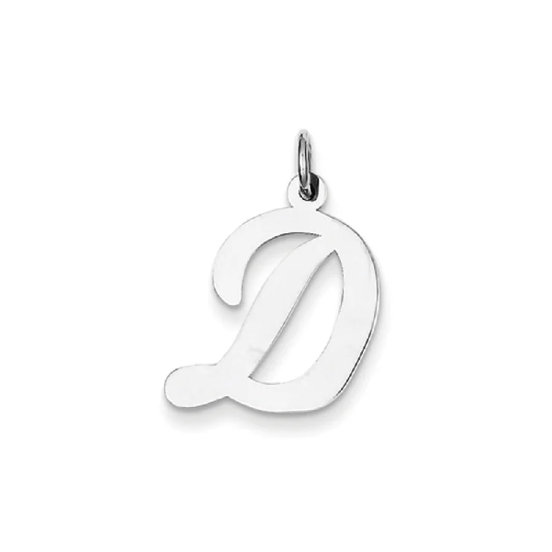 Handmade Leather - Wrapped Crystal Pendant for a Bohemian Aesthetic14k White Gold, Madison Collection LG Classic Script Initial D Pendant