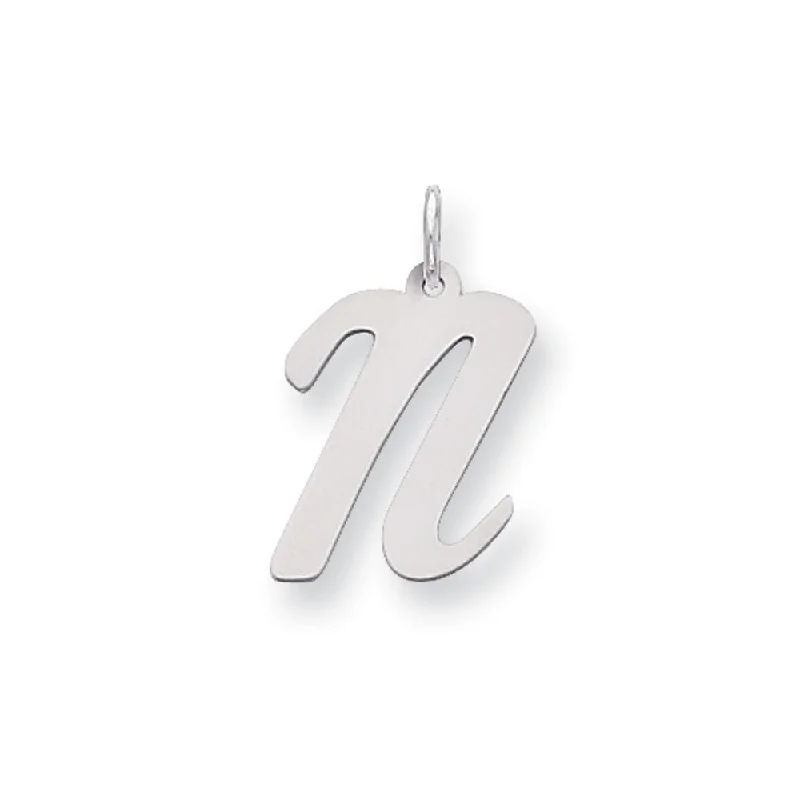 Water - Resistant Stainless Steel Diving - Themed Pendant for Divers14k White Gold, Madison Collection LG Classic Script Initial N Pendant