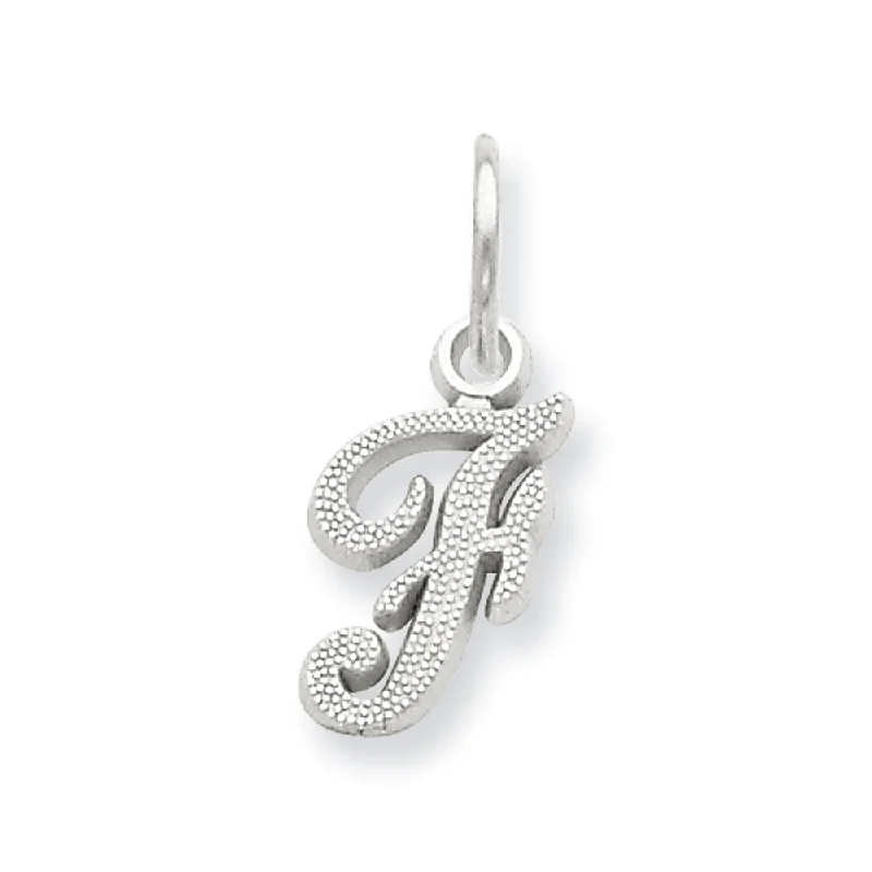 Mother - of - Pearl Inlaid Seahorse Pendant for Beach Lovers14k White Gold, Sadie Collection, Mini Satin Script Initial F Charm