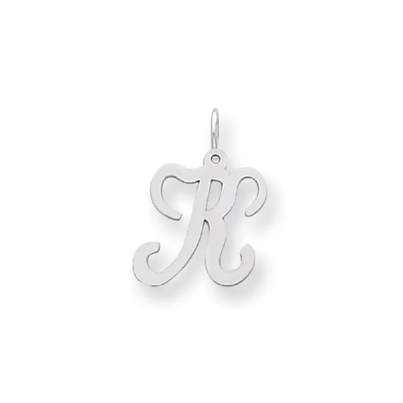 Retro - Inspired Art Deco - Patterned Pendant in Silver for Vintage Lovers14k White Gold, Sophia Collection, Small Script Initial K Pendant