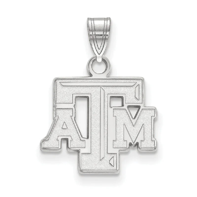 Rhinestone - Encrusted Crown Pendant for Little Girls' Dress - Up14k White Gold Texas A&M U. Small Fancy 'TAM' Pendant