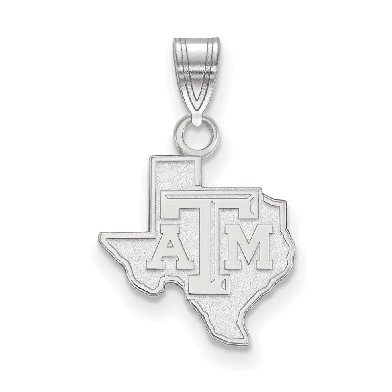 Military - Inspired Dog Tag Pendant with Engraved Service Numbers14k White Gold Texas A&M U. Small Logo Pendant