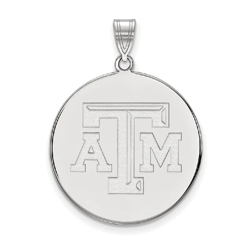 Customized Birthstone Pendant with Engraved Name for a Personalized Touch14k White Gold Texas A&M U. XL Disc Pendant