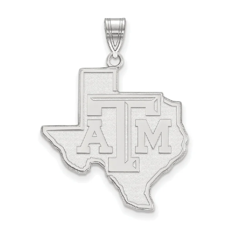 Rhinestone - Encrusted Crown Pendant for Little Girls' Dress - Up14k White Gold Texas A&M U. XL Pendant