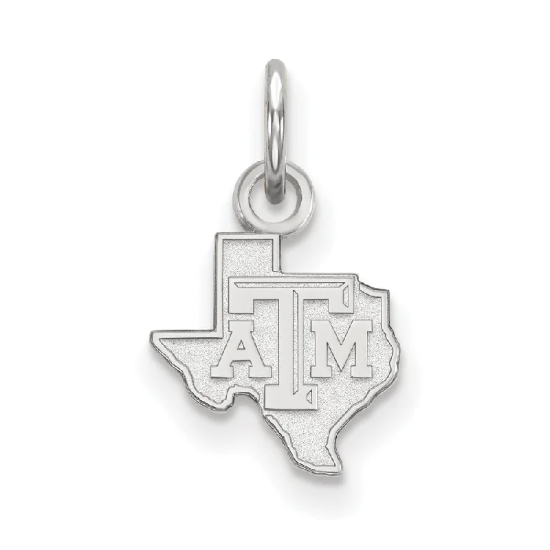 Retro - Inspired Art Deco - Patterned Pendant in Silver for Vintage Lovers14k White Gold Texas A&M U. XS (Tiny) Logo Charm or Pendant