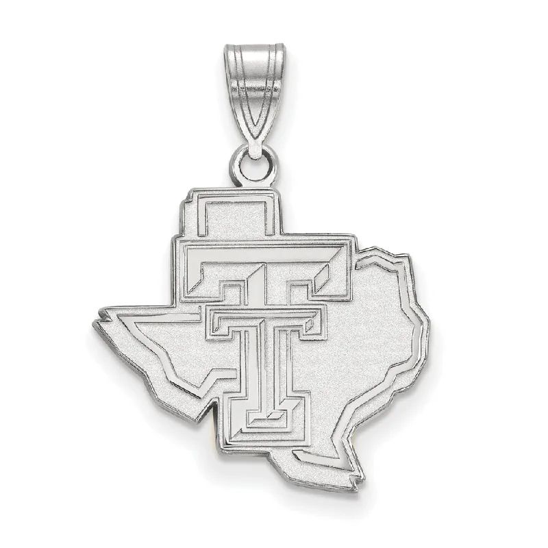 Magnetic - Locking Pendant with Hidden Compartment for Secret Messages14k White Gold Texas Tech U. Large Pendant