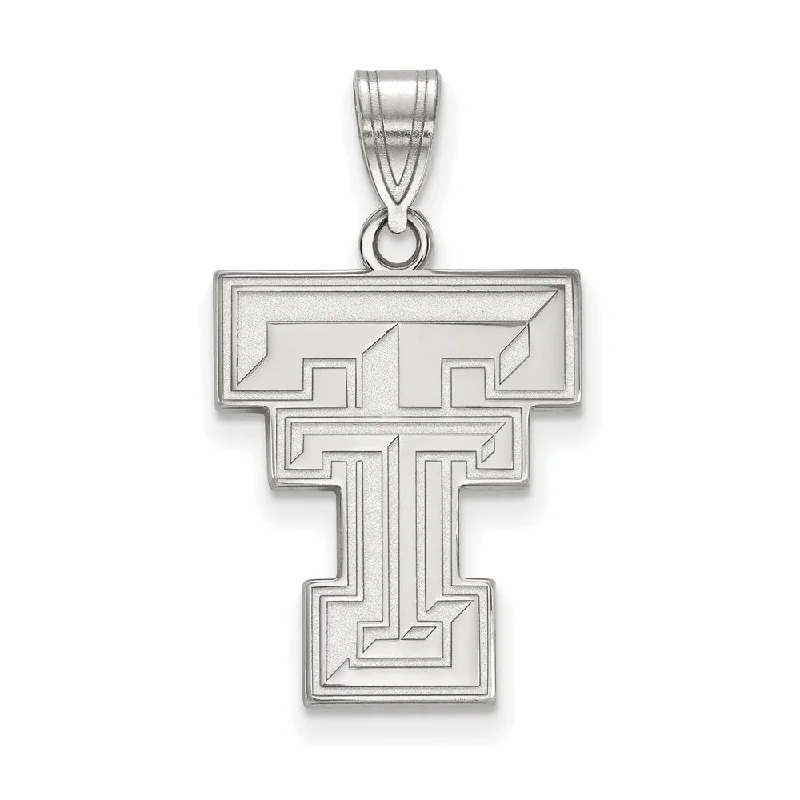 Handmade Leather - Wrapped Crystal Pendant for a Bohemian Aesthetic14k White Gold Texas Tech U. Large 'TT' Pendant