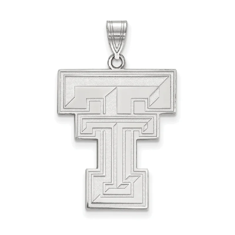 Military - Inspired Dog Tag Pendant with Engraved Service Numbers14k White Gold Texas Tech U. XL Pendant