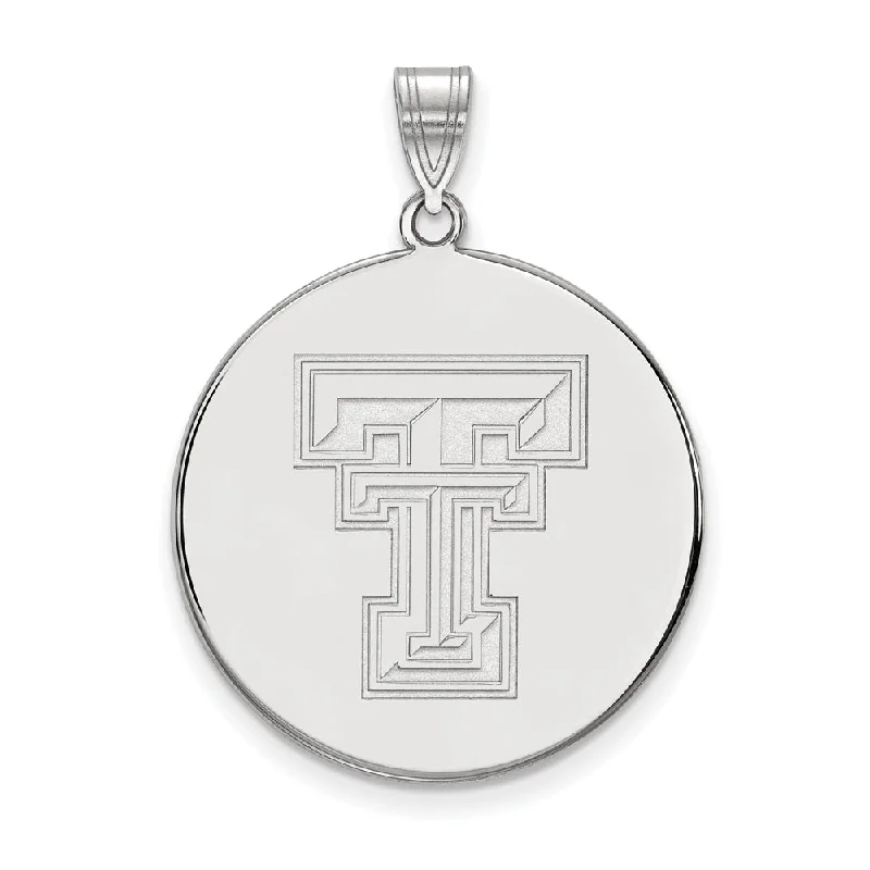 Handmade Leather - Wrapped Crystal Pendant for a Bohemian Aesthetic14k White Gold Texas Tech U. XL 'TT' Disc Pendant