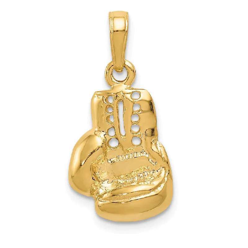 Gothic - Style Skull Pendant with Red Enamel Accents for Alternative Fashion14k Yellow Gold 2D Boxing Glove Pendant