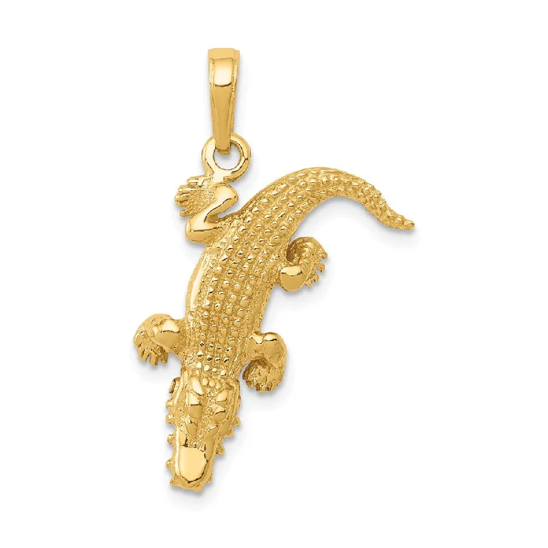 Customized Birthstone Pendant with Engraved Name for a Personalized Touch14k Yellow Gold 3D Moveable Alligator Pendant