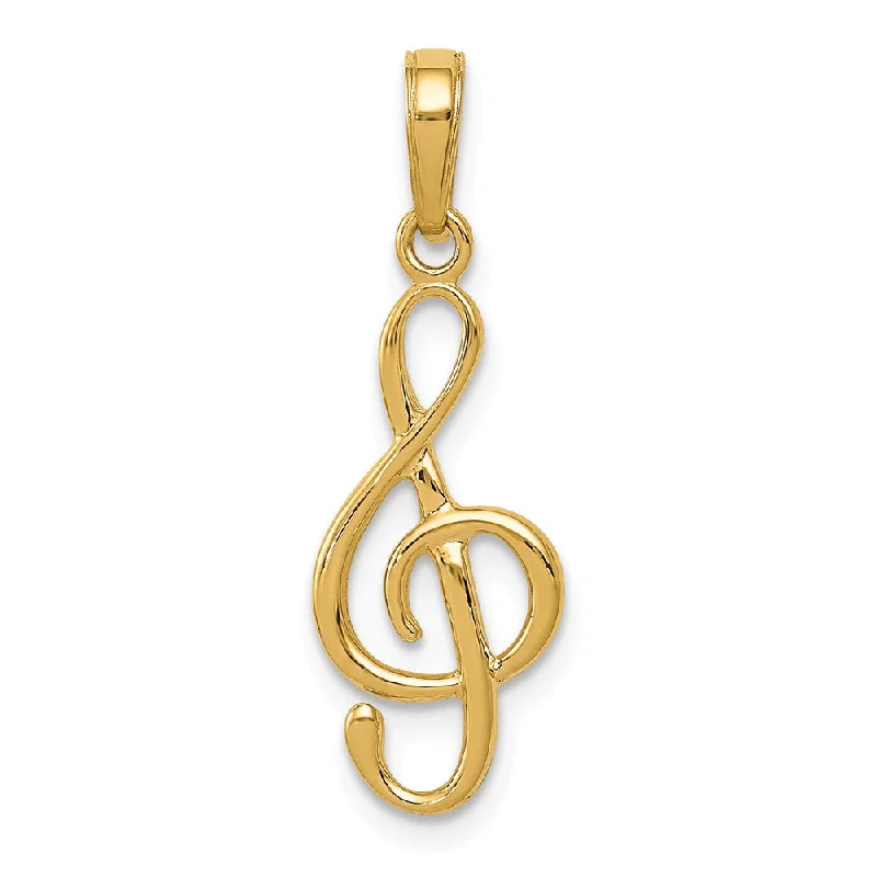 Hypoallergenic Titanium Infinity Symbol Pendant for Sensitive Skin14k Yellow Gold 3D Polished Clef Note Pendant