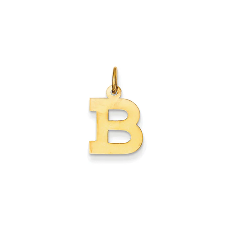 Magnetic - Locking Pendant with Hidden Compartment for Secret Messages14k Yellow Gold, Amanda Collection, Small Block Initial B Pendant