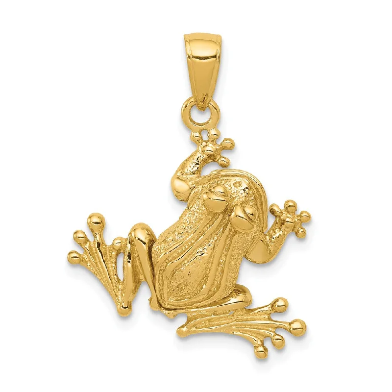 Gothic - Style Skull Pendant with Red Enamel Accents for Alternative Fashion14k Yellow Gold Articulated 3D Frog Pendant