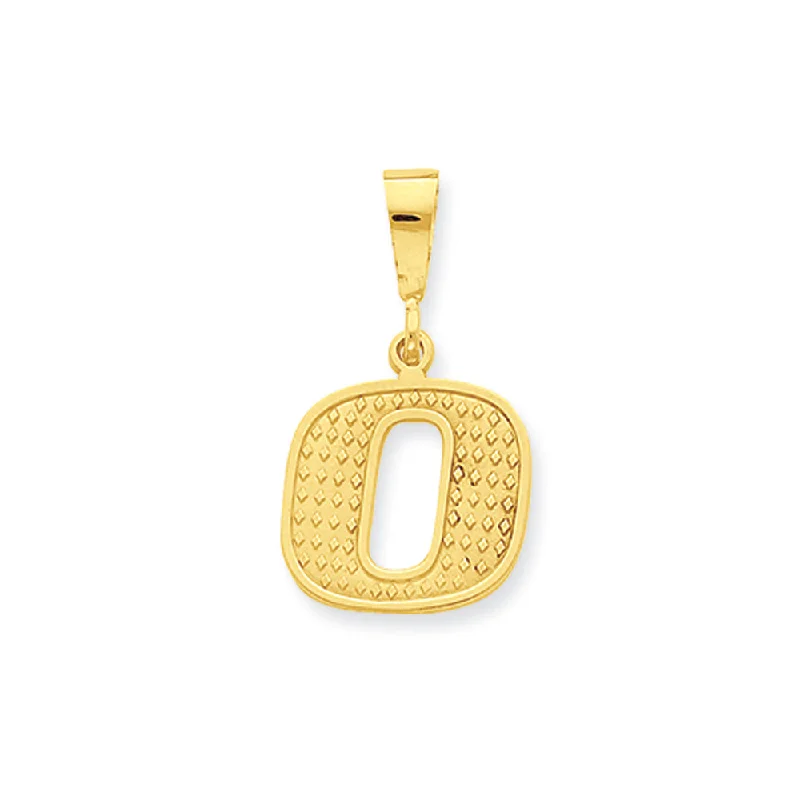 Military - Inspired Dog Tag Pendant with Engraved Service Numbers14k Yellow Gold, Ashley Collection, Textured Initial O Pendant