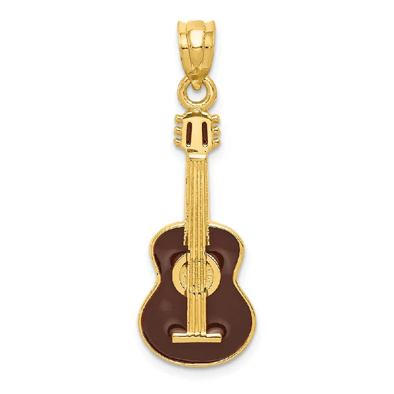 Hand - Carved Jade Buddha Pendant for Spiritual and Cultural Significance14k Yellow Gold Black Enameled Acoustic Guitar Pendant