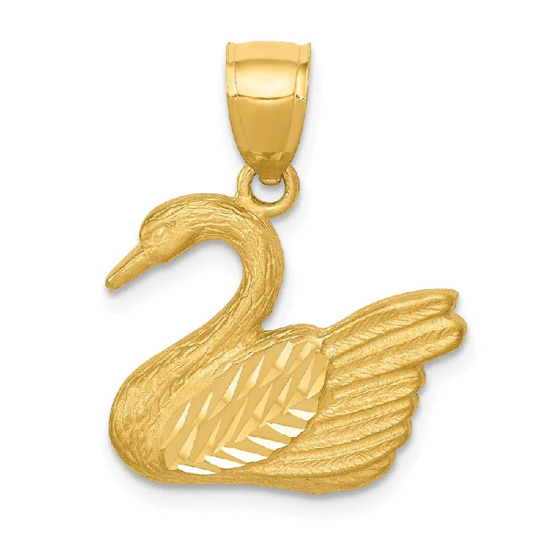 Military - Inspired Dog Tag Pendant with Engraved Service Numbers14k Yellow Gold Diamond Cut Swan Pendant